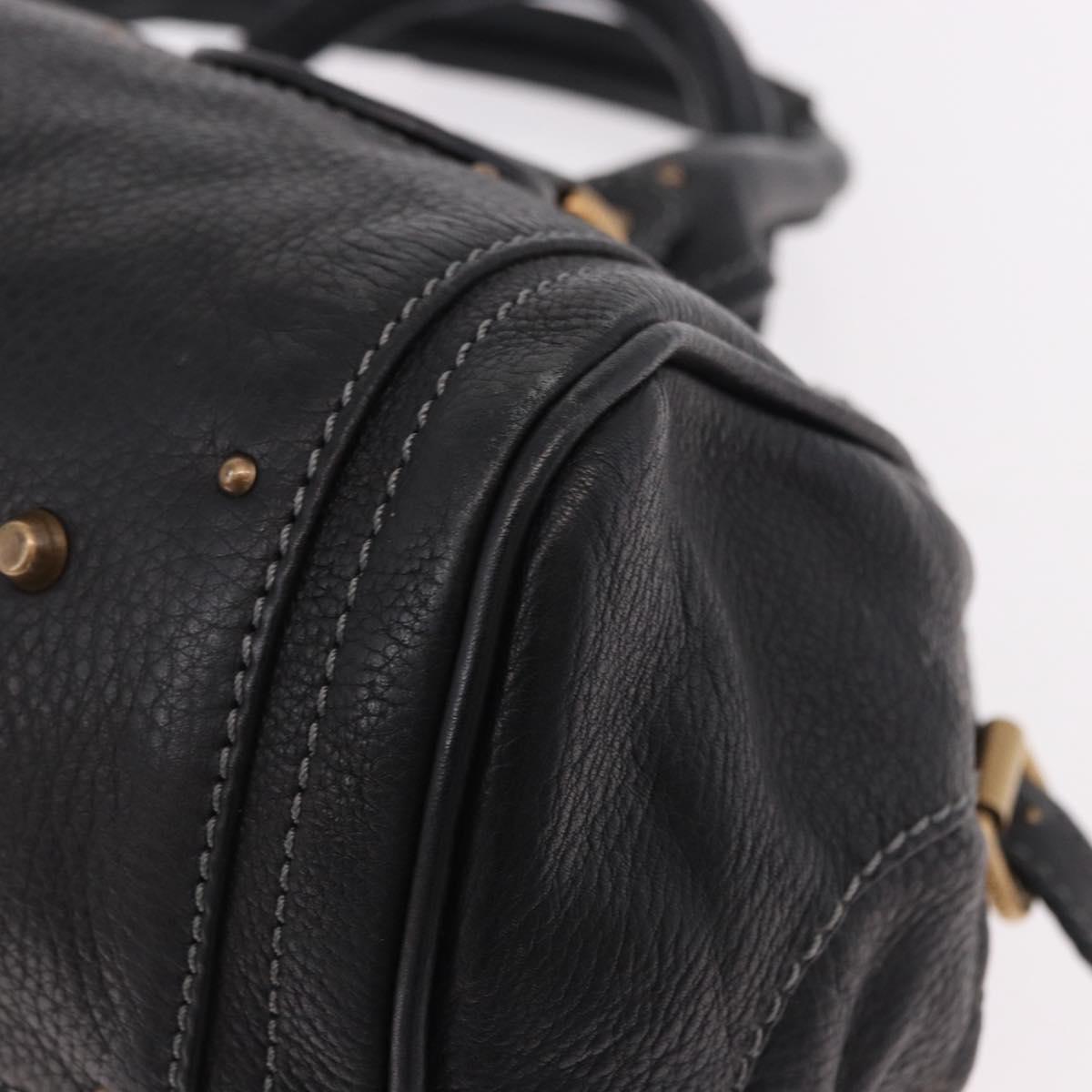 Chloe Paddington Hand Bag Leather Black Gold Auth SW2641M