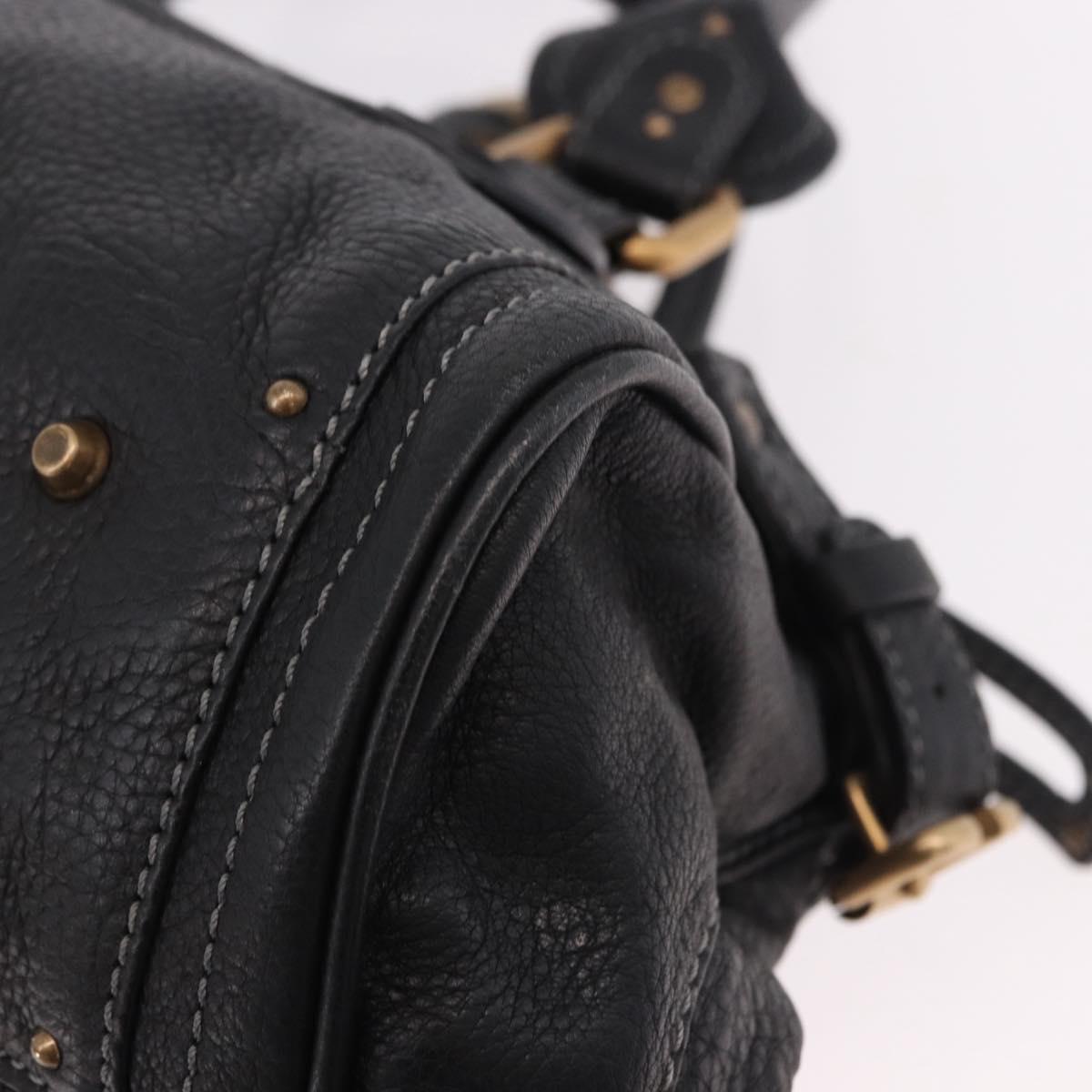 Chloe Paddington Hand Bag Leather Black Gold Auth SW2641M