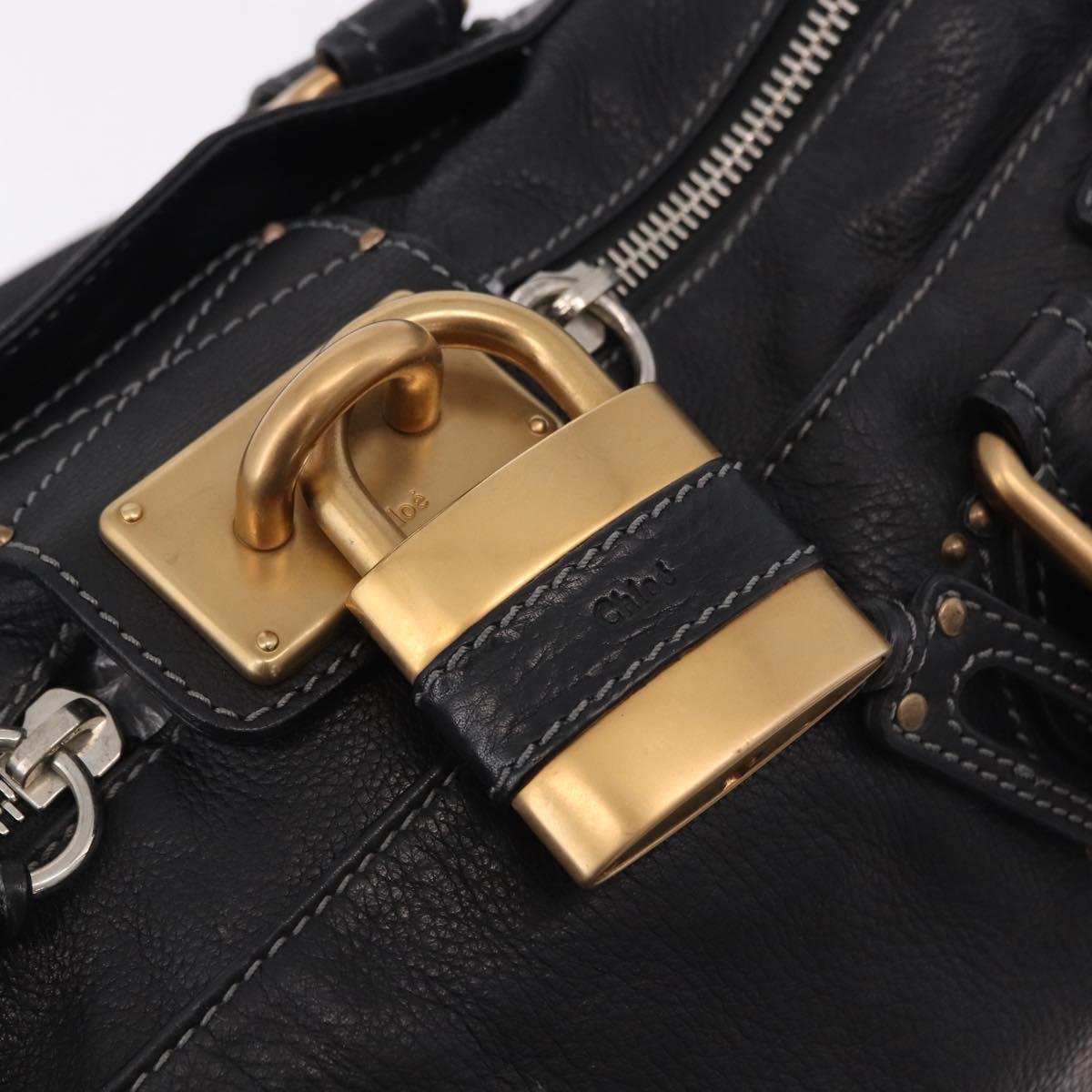 Chloe Paddington Hand Bag Leather Black Gold Auth SW2641M