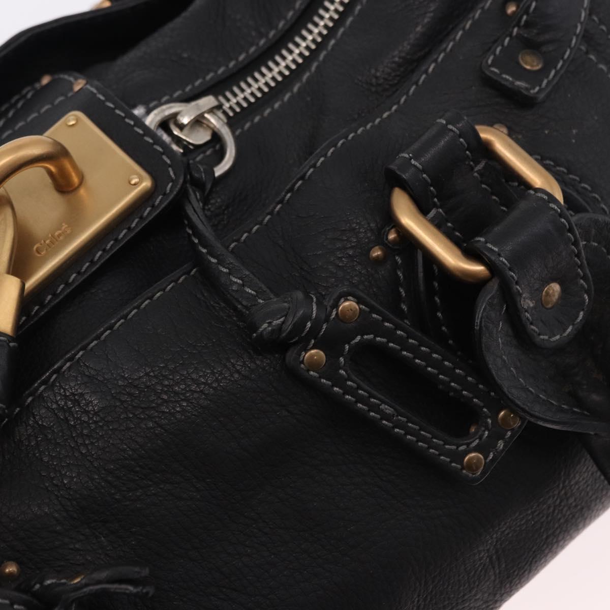 Chloe Paddington Hand Bag Leather Black Gold Auth SW2641M