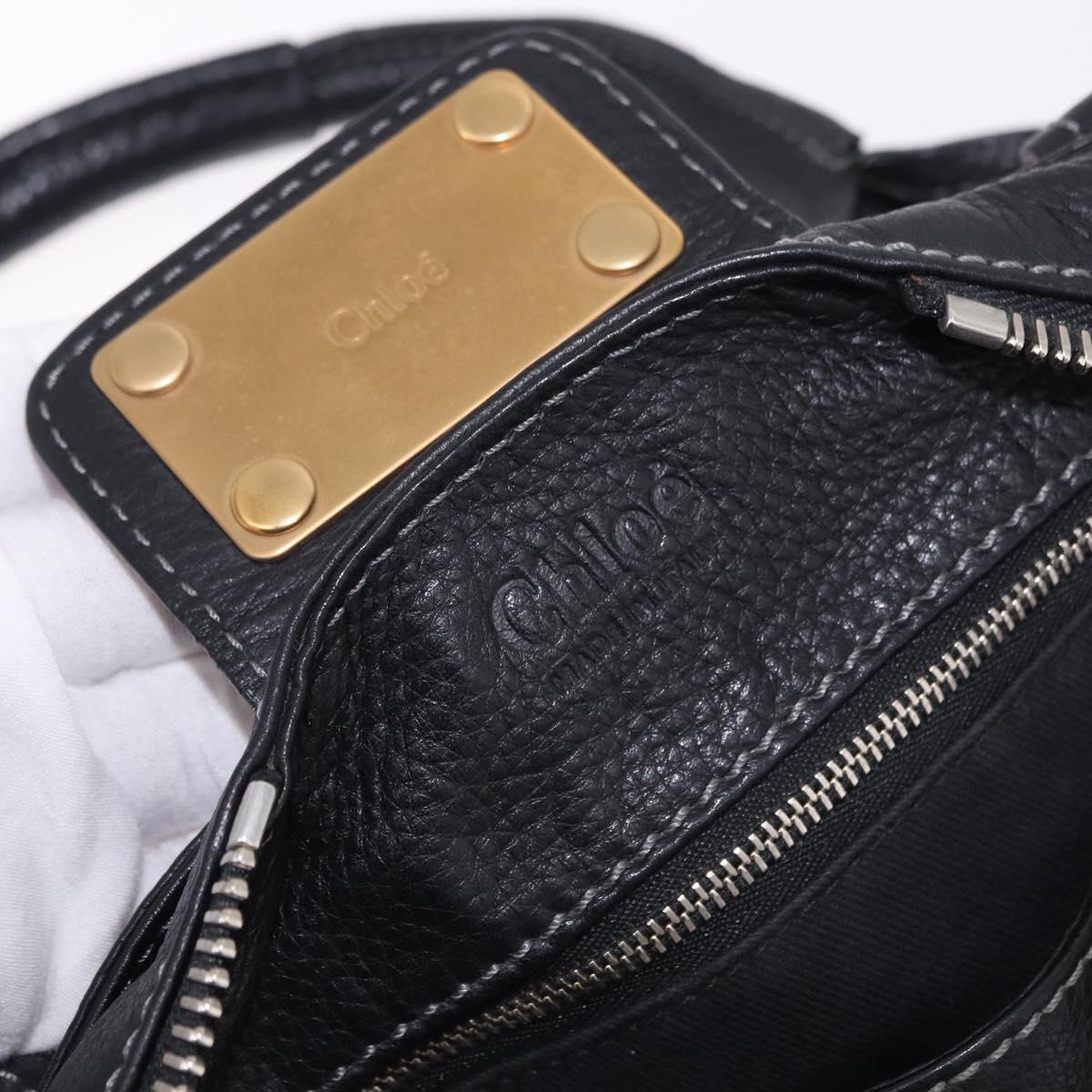 Chloe Paddington Hand Bag Leather Black Gold Auth SW2641M