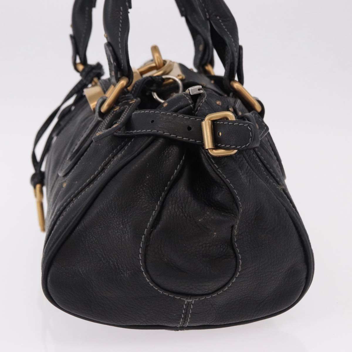 Chloe Paddington Hand Bag Leather Black Gold Auth SW2641M