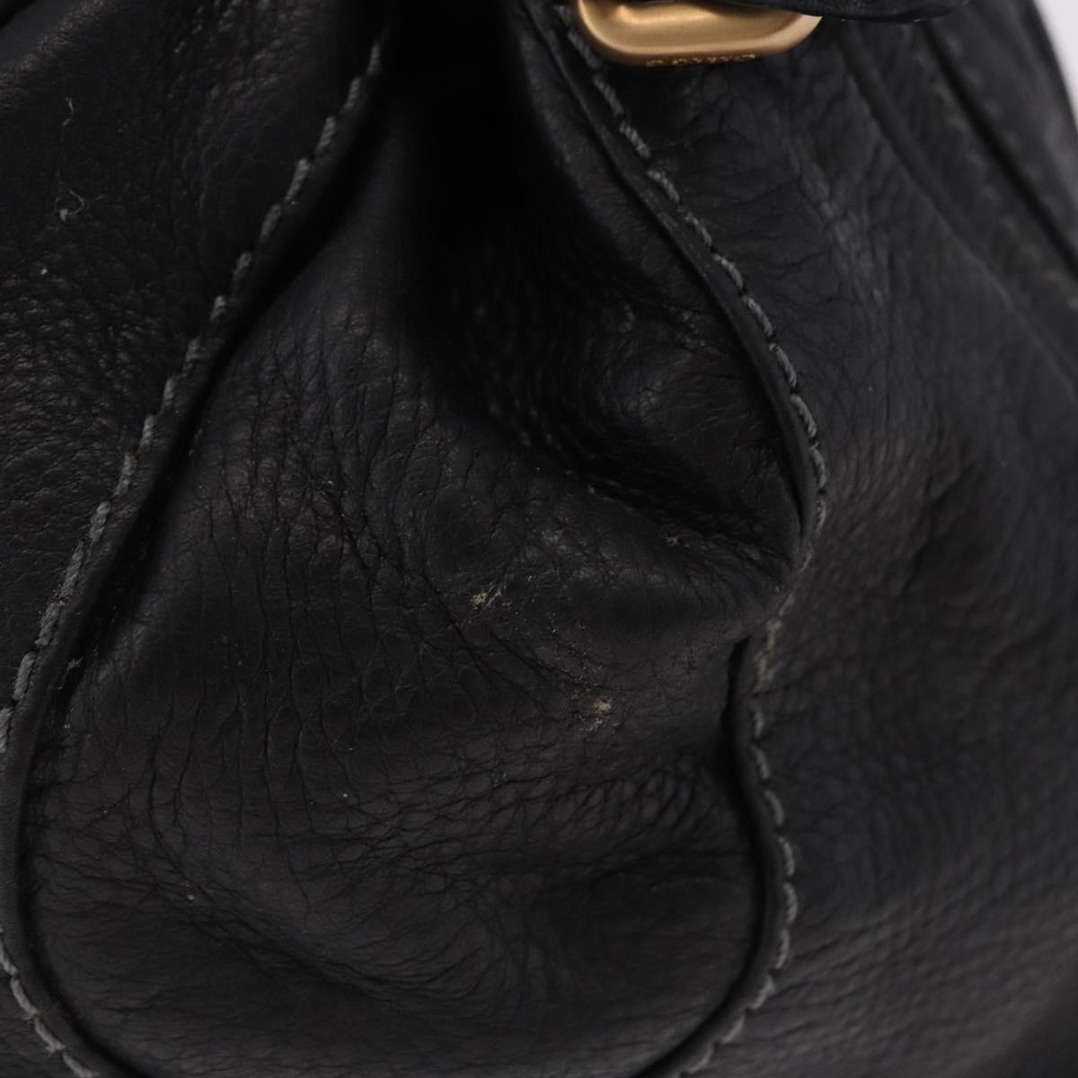 Chloe Paddington Hand Bag Leather Black Gold Auth SW2641M