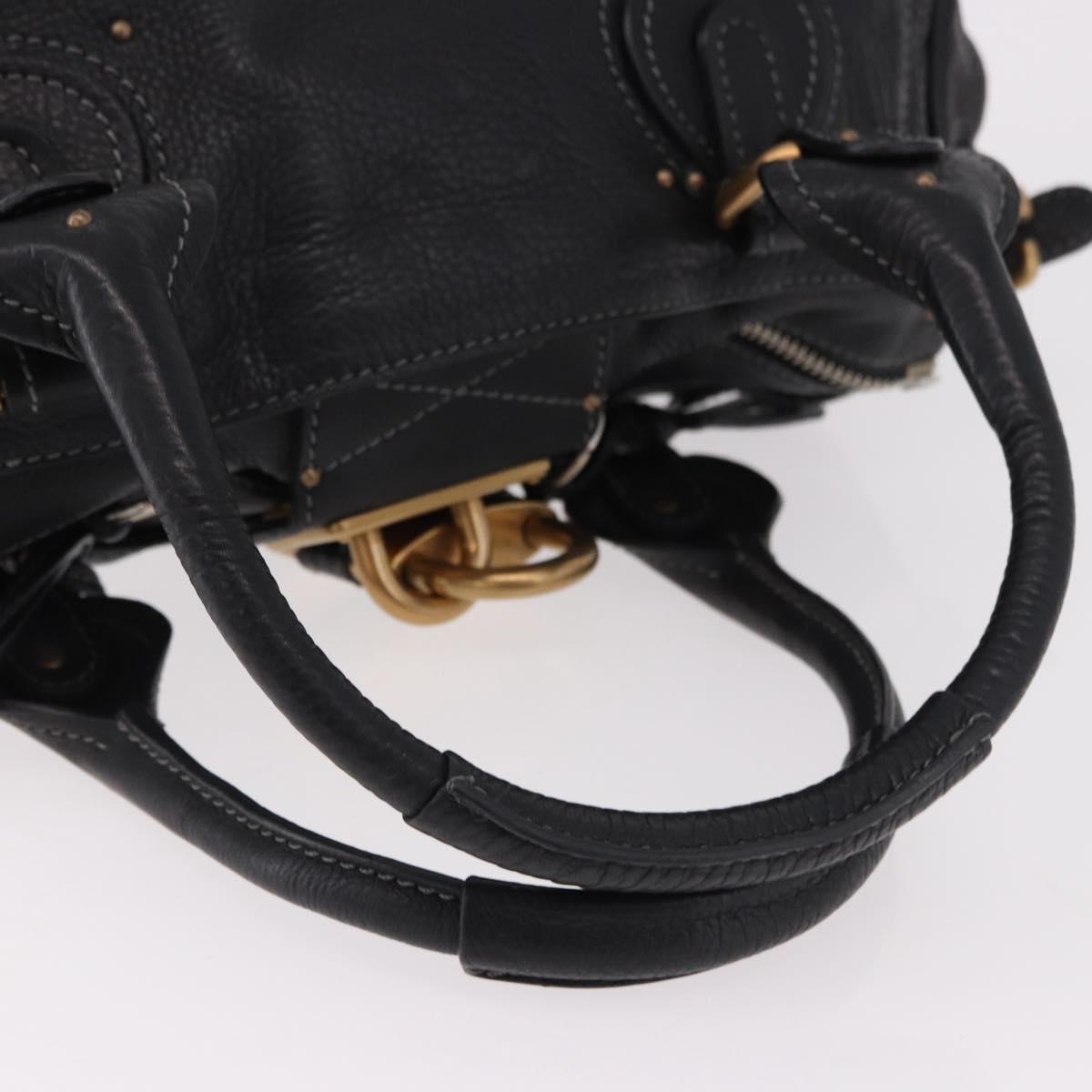 Chloe Paddington Hand Bag Leather Black Gold Auth SW2641M