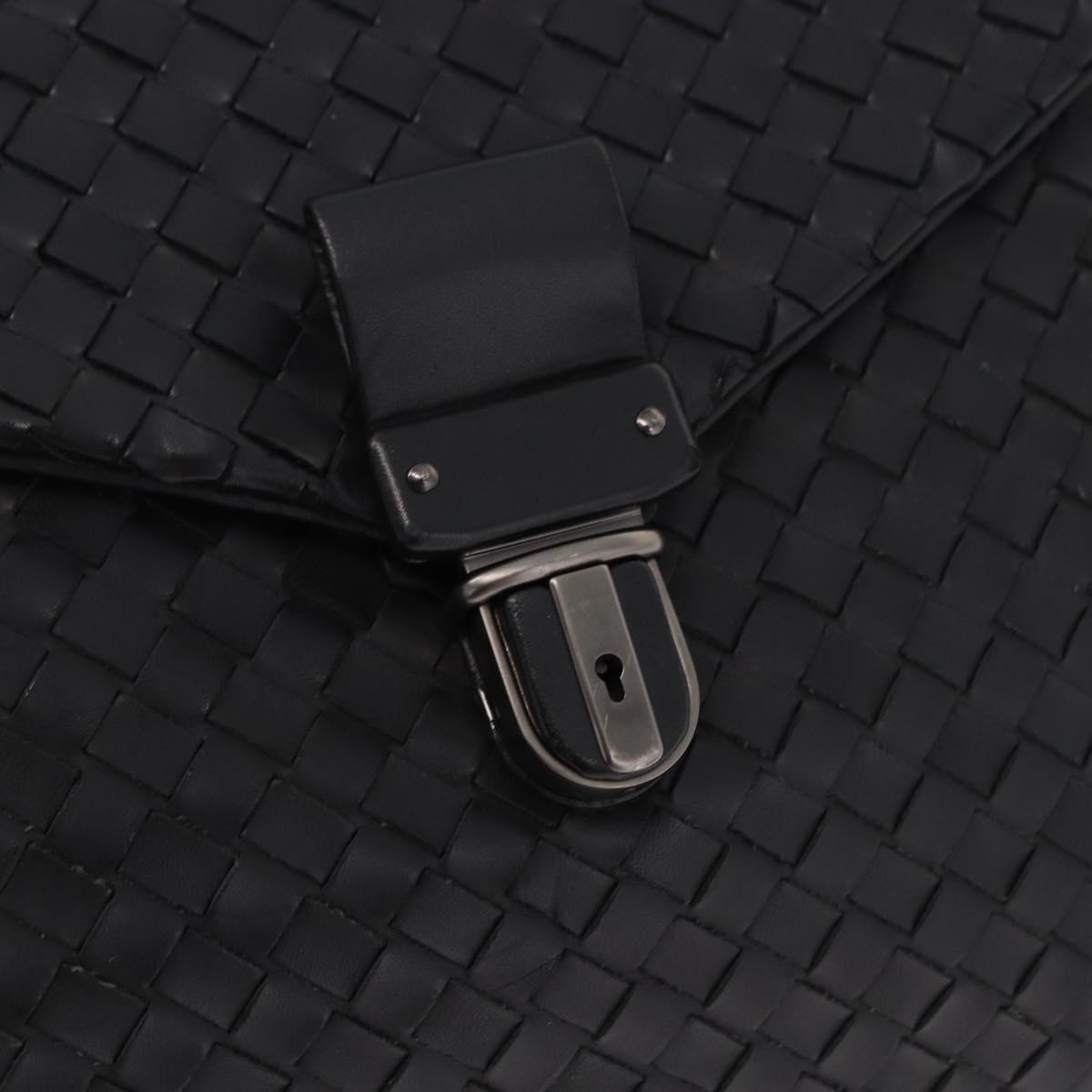 BOTTEGA VENETA INTRECCIATO Briefcase Leather Black 113095 Auth SW2642V