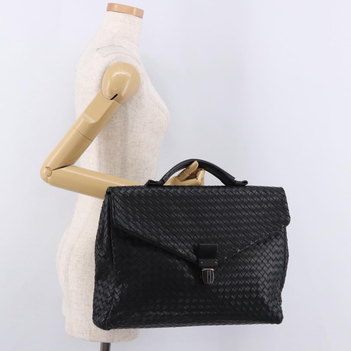 BOTTEGA VENETA INTRECCIATO Briefcase Leather Black 113095 Auth SW2642V