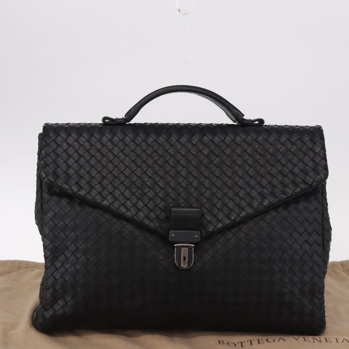 BOTTEGA VENETA INTRECCIATO Briefcase Leather Black 113095 Auth SW2642V