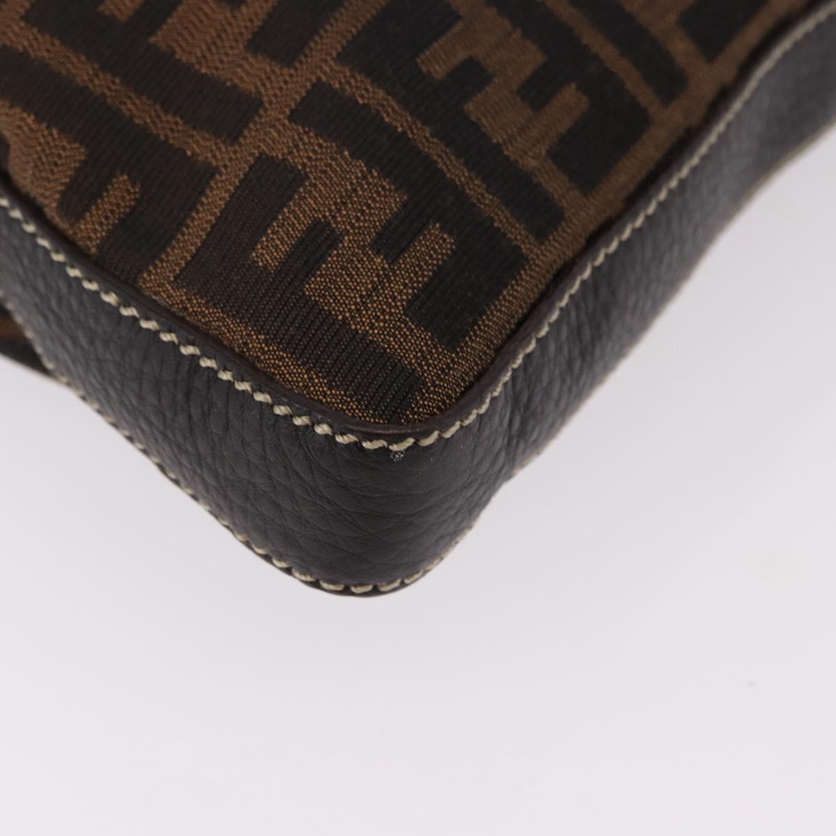FENDI Zucca Canvas Celesia Shoulder Bag Brown Silver 8BT109 Auth SW2643V