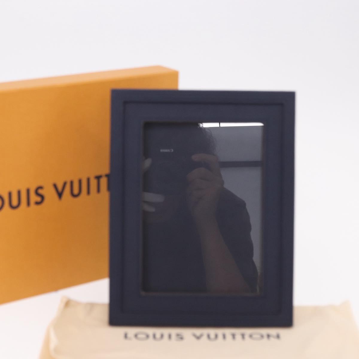 LOUIS VUITTON Cardul Photo Henri MM Photo Frame Leather Navy R98155 Auth SW2644M