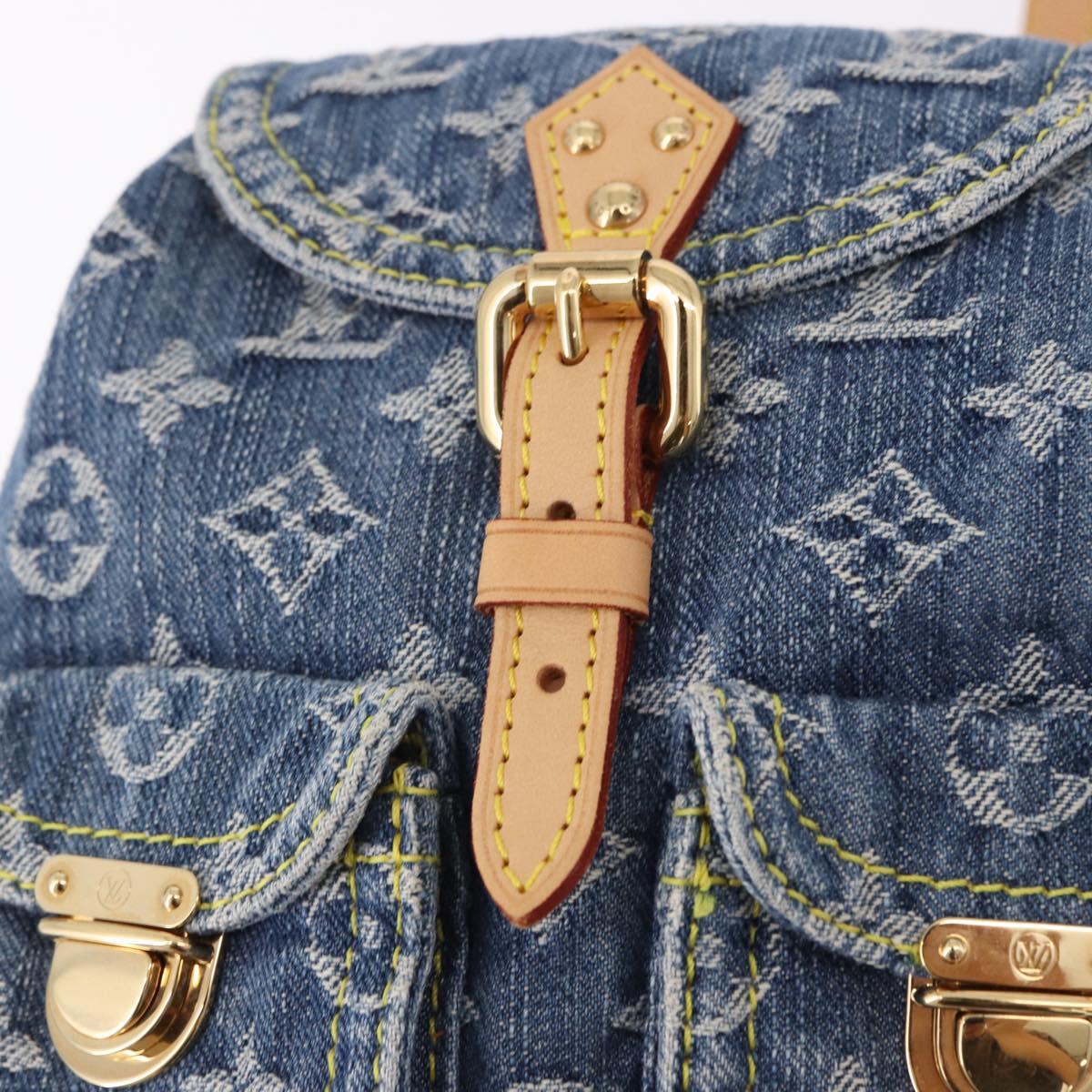 LOUIS VUITTON Monogram Denim Sac A Dos PM Backpack Blue LV Auth SW2648SM