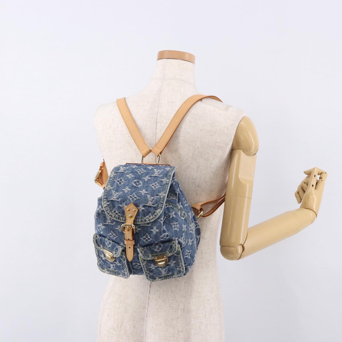 LOUIS VUITTON Monogram Denim Sac A Dos PM Backpack Blue LV Auth SW2648SM