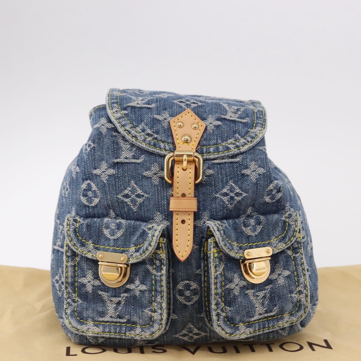 LOUIS VUITTON Monogram Denim Sac A Dos PM Backpack Blue LV Auth SW2648SM