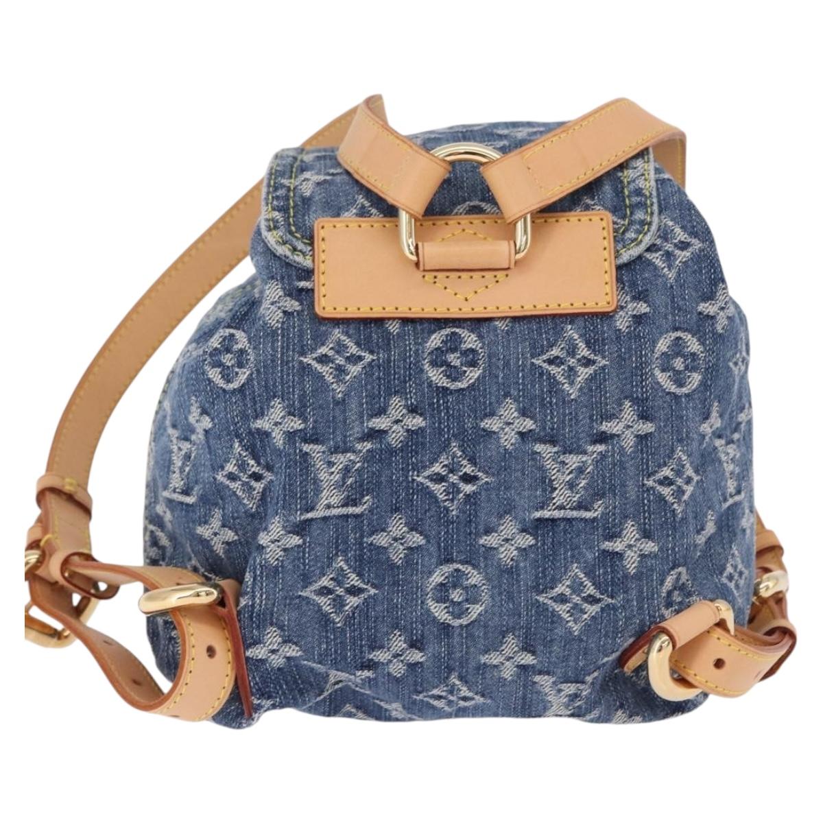 LOUIS VUITTON Monogram Denim Sac A Dos PM Backpack Blue LV Auth SW2648SM