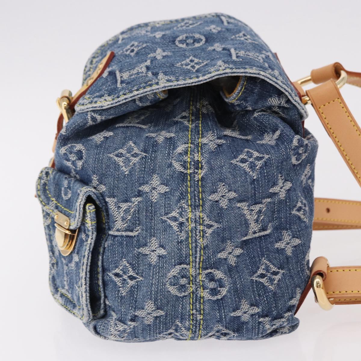 LOUIS VUITTON Monogram Denim Sac A Dos PM Backpack Blue LV Auth SW2648SM