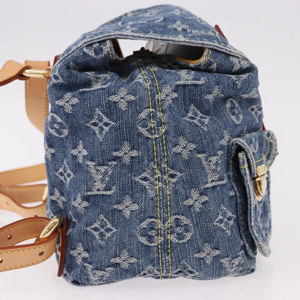 LOUIS VUITTON Monogram Denim Sac A Dos PM Backpack Blue LV Auth SW2648SM