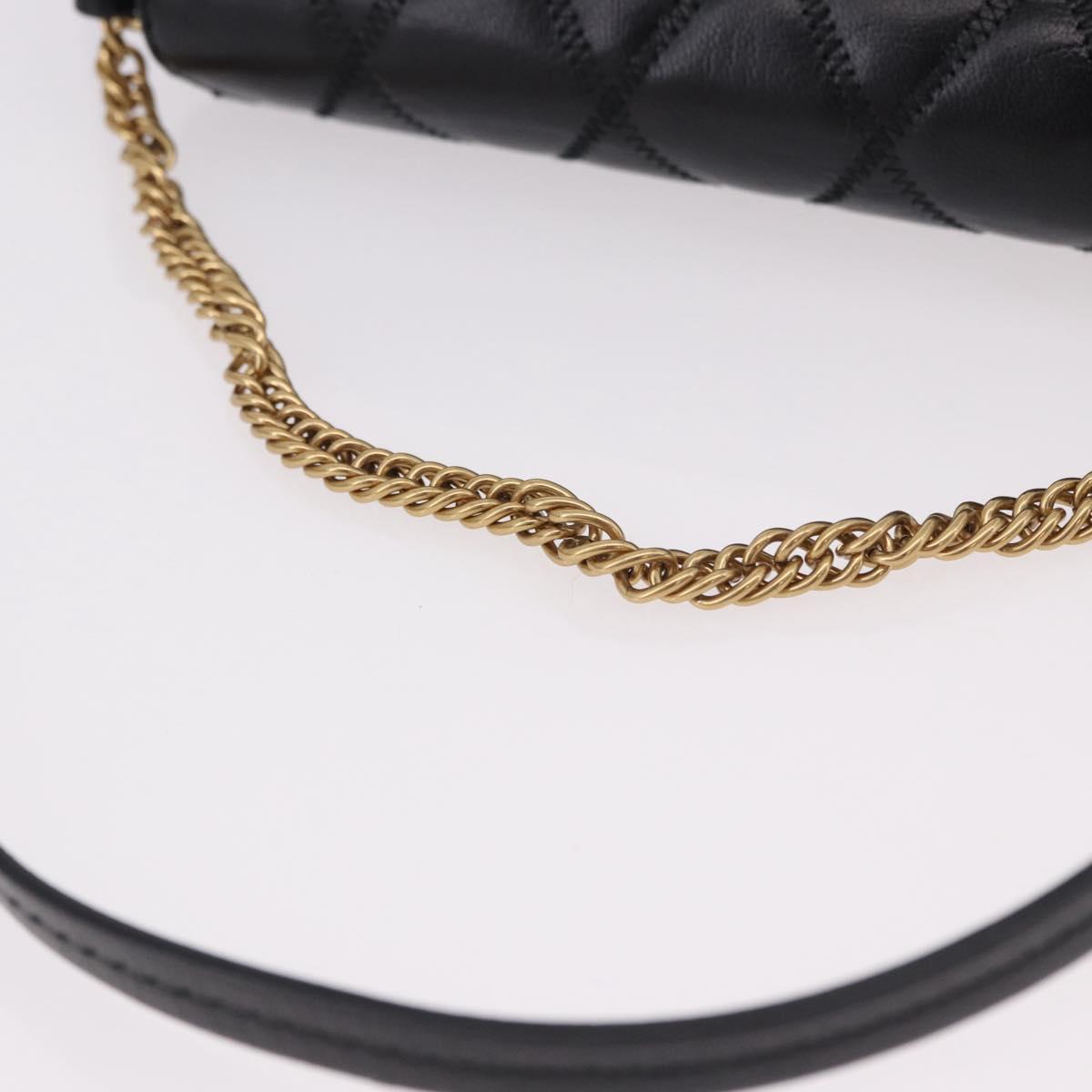 GIVENCHY Chain Shoulder Bag Leather Black Gold Auth SW2652M