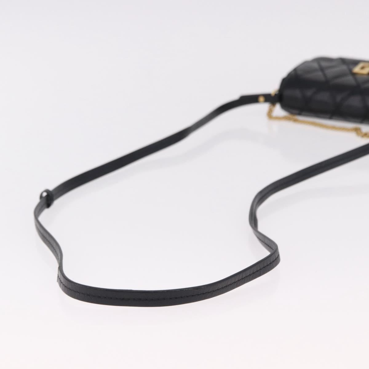 GIVENCHY Chain Shoulder Bag Leather Black Gold Auth SW2652M