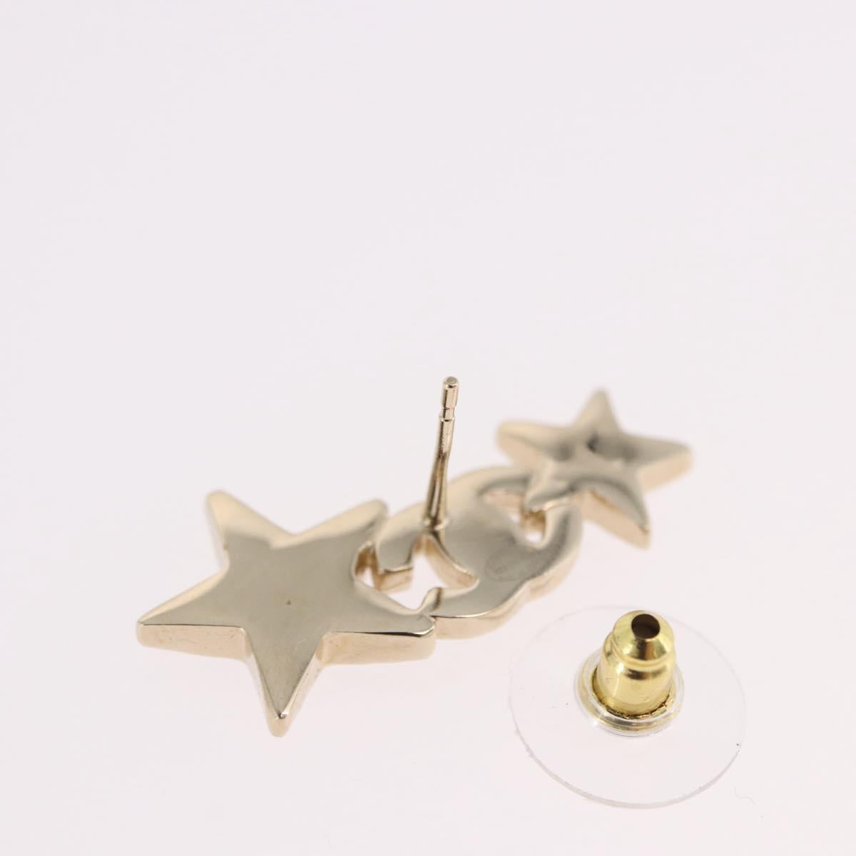 CHANEL Rhinestone COCO Mark Earring Metal Gold Tone CC Auth SW2653SM