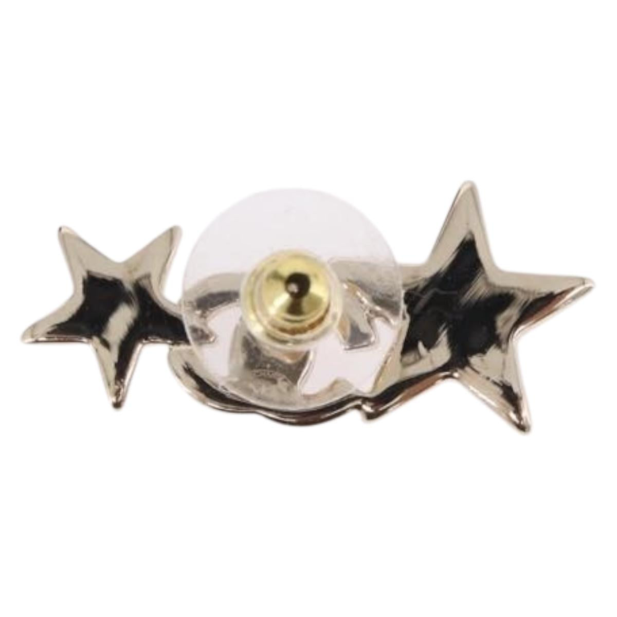 CHANEL Rhinestone COCO Mark Earring Metal Gold Tone CC Auth SW2653SM