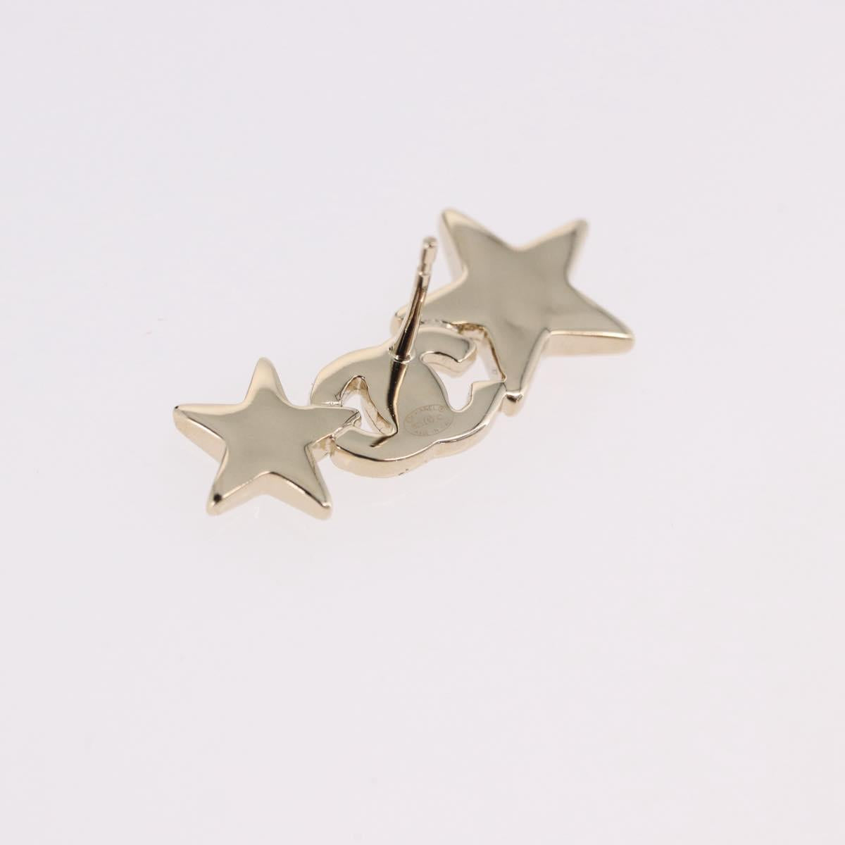 CHANEL Rhinestone COCO Mark Earring Metal Gold Tone CC Auth SW2653SM