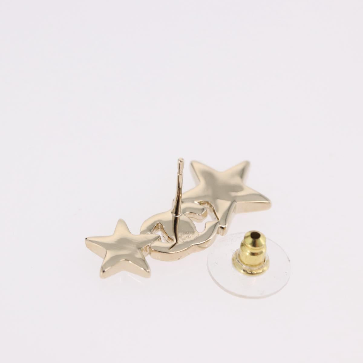 CHANEL Rhinestone COCO Mark Earring Metal Gold Tone CC Auth SW2653SM