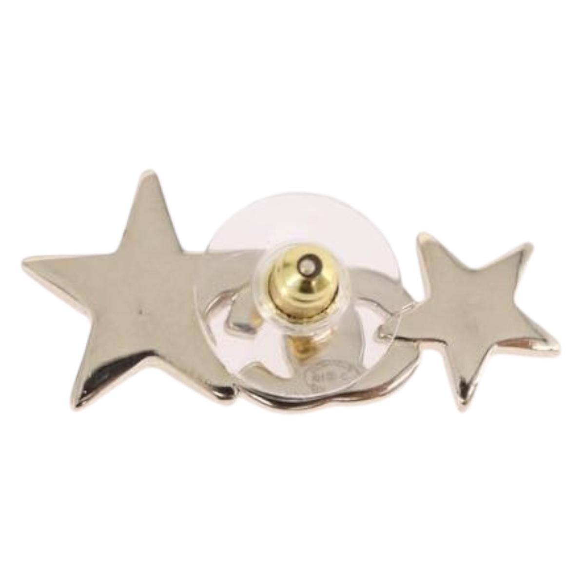 CHANEL Rhinestone COCO Mark Earring Metal Gold Tone CC Auth SW2653SM