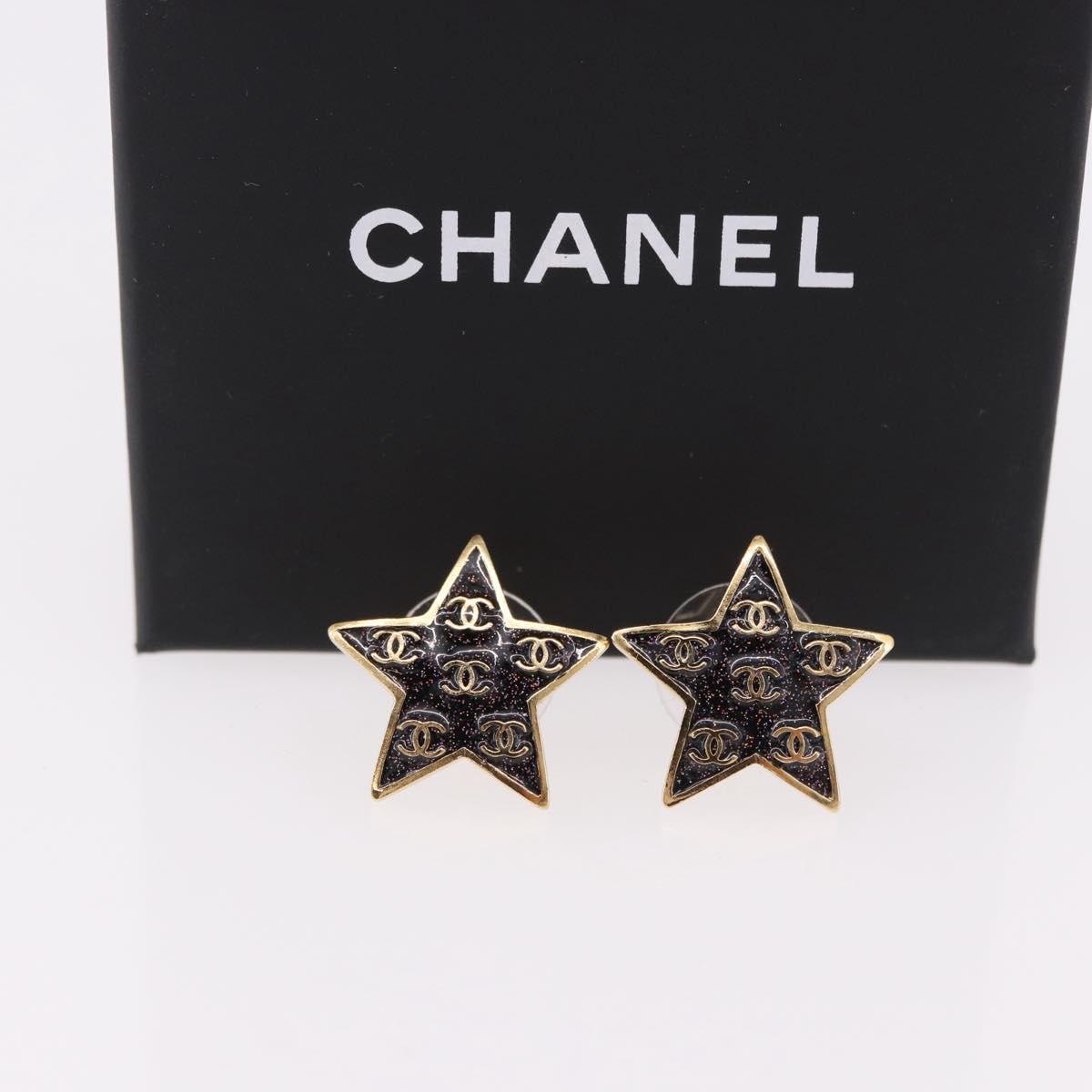 CHANEL Star Coco Mark Pierce Metal Gold Tone CC Auth SW2654SAM