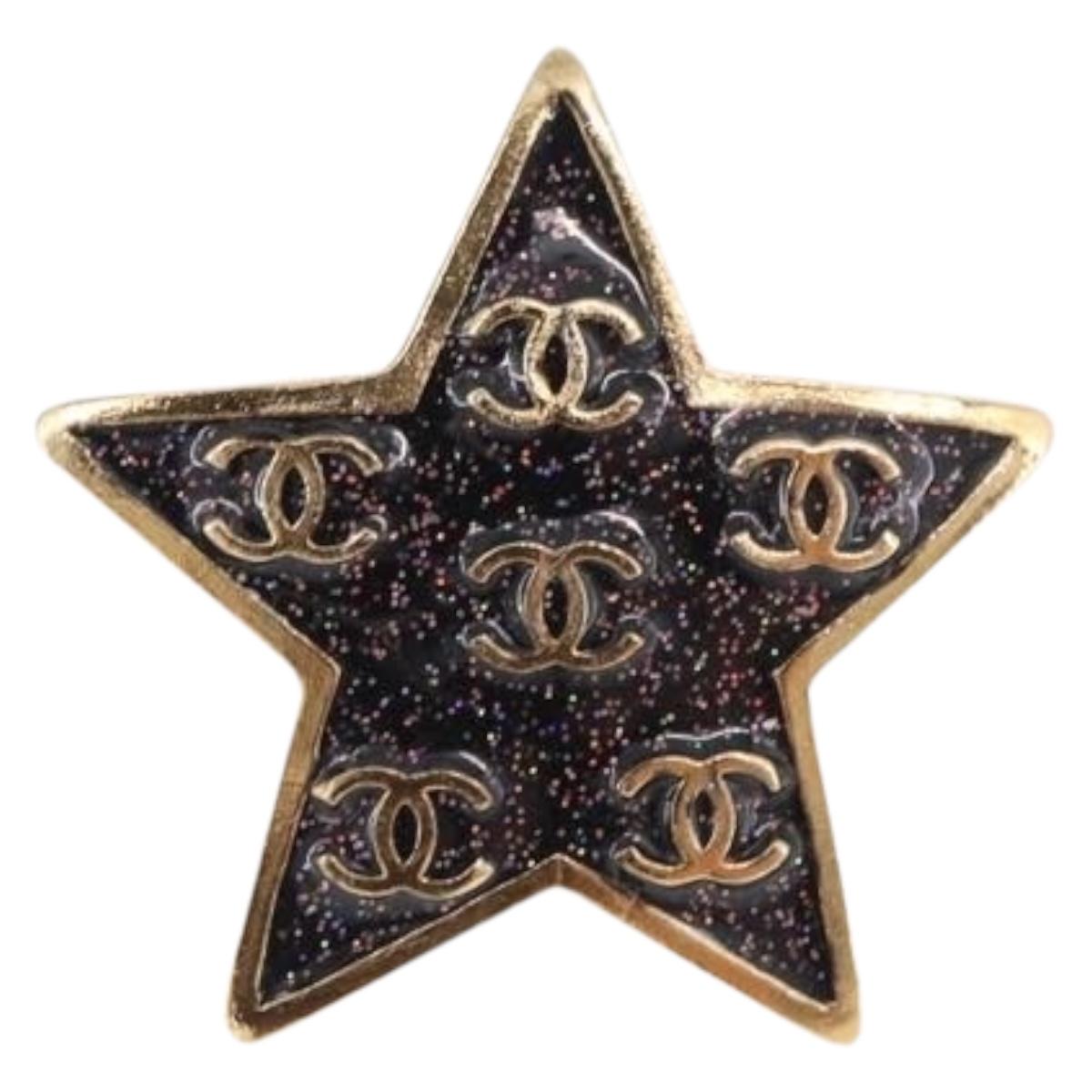 CHANEL Star Coco Mark Pierce Metal Gold Tone CC Auth SW2654SAM