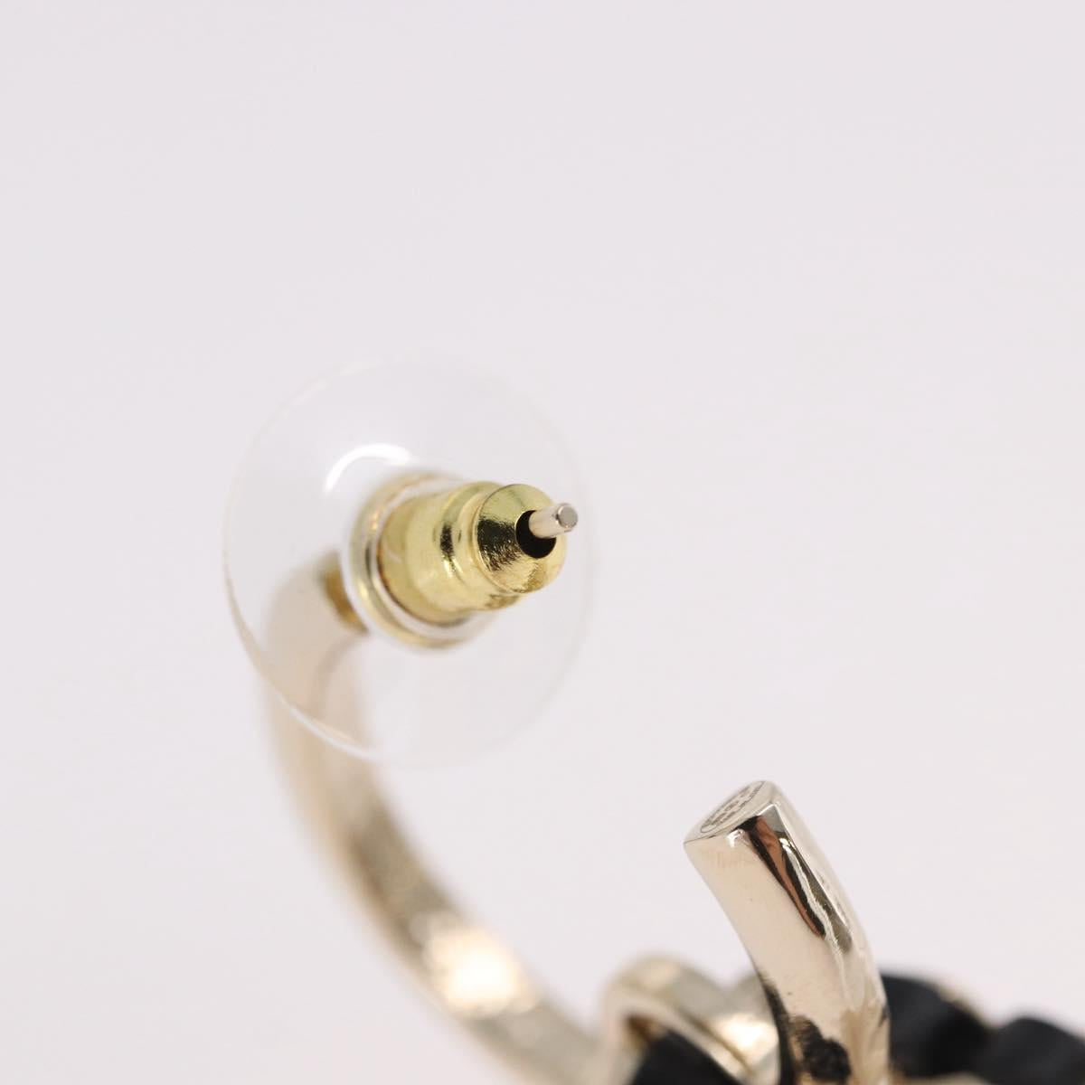 CHANEL Bag Motif COCO Mark Hoop Earring Metal White Gold CC Auth SW2656SM