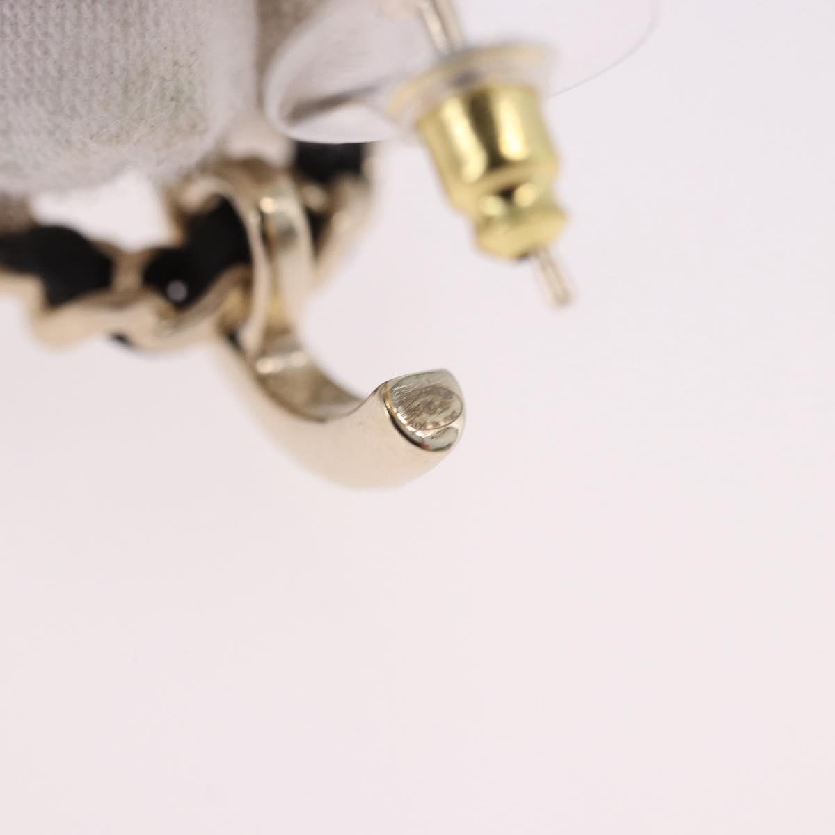 CHANEL Bag Motif COCO Mark Hoop Earring Metal White Gold CC Auth SW2656SM