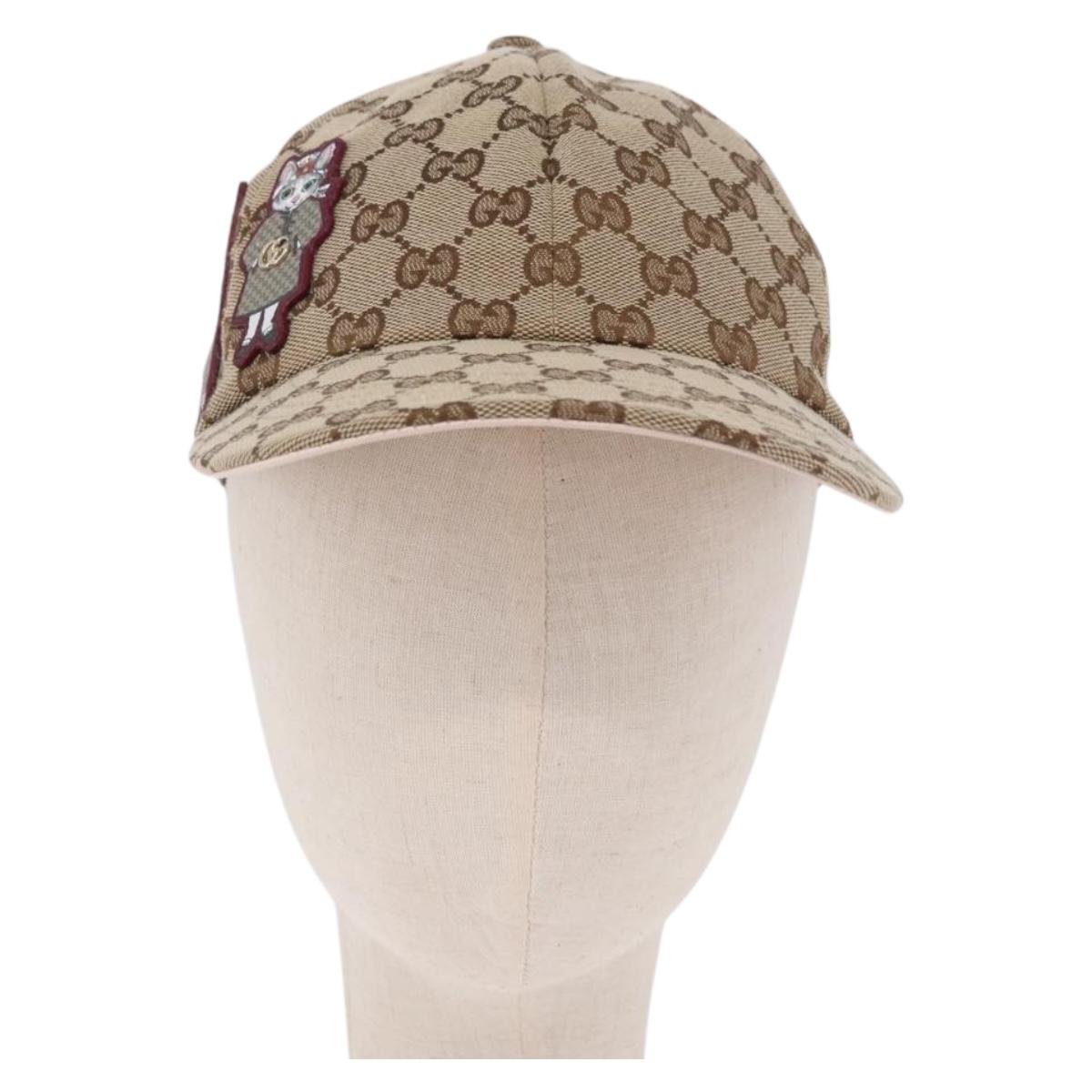GUCCI GG Canvas Yuko Higuchi Baseball Cap Beige Pink Auth SW2657SM