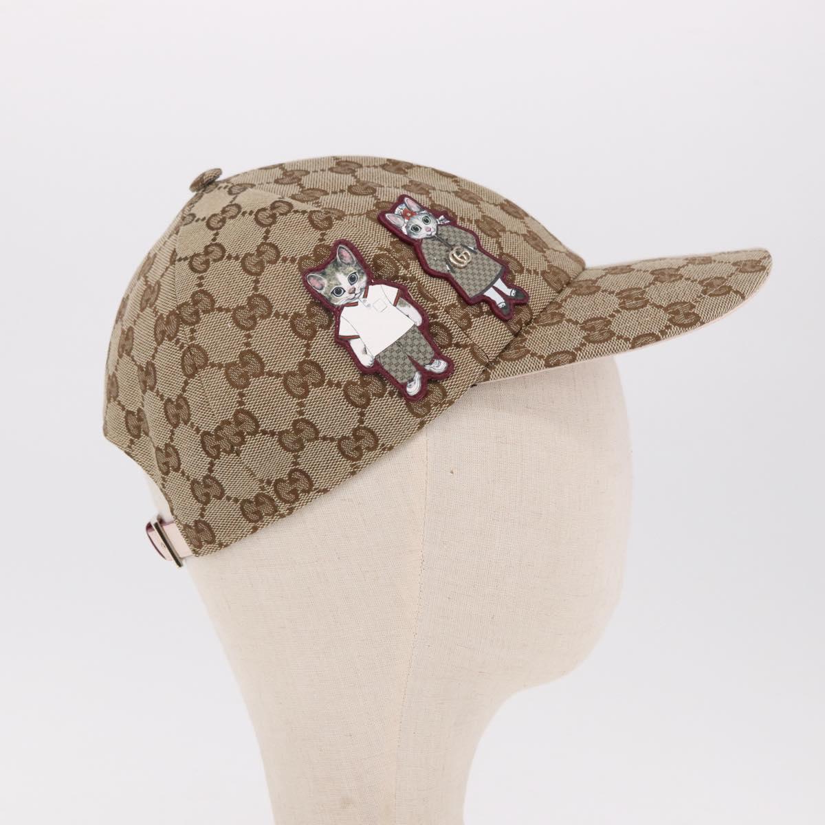 GUCCI GG Canvas Yuko Higuchi Baseball Cap Beige Pink Auth SW2657SM