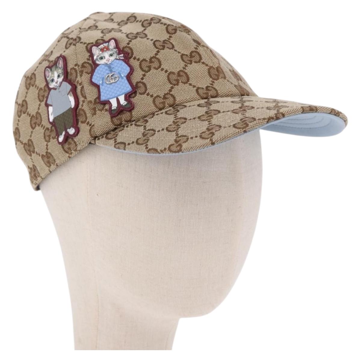 GUCCI GG Canvas Yuko Higuchi Baseball Cap Beige Light Blue Auth SW2658SM