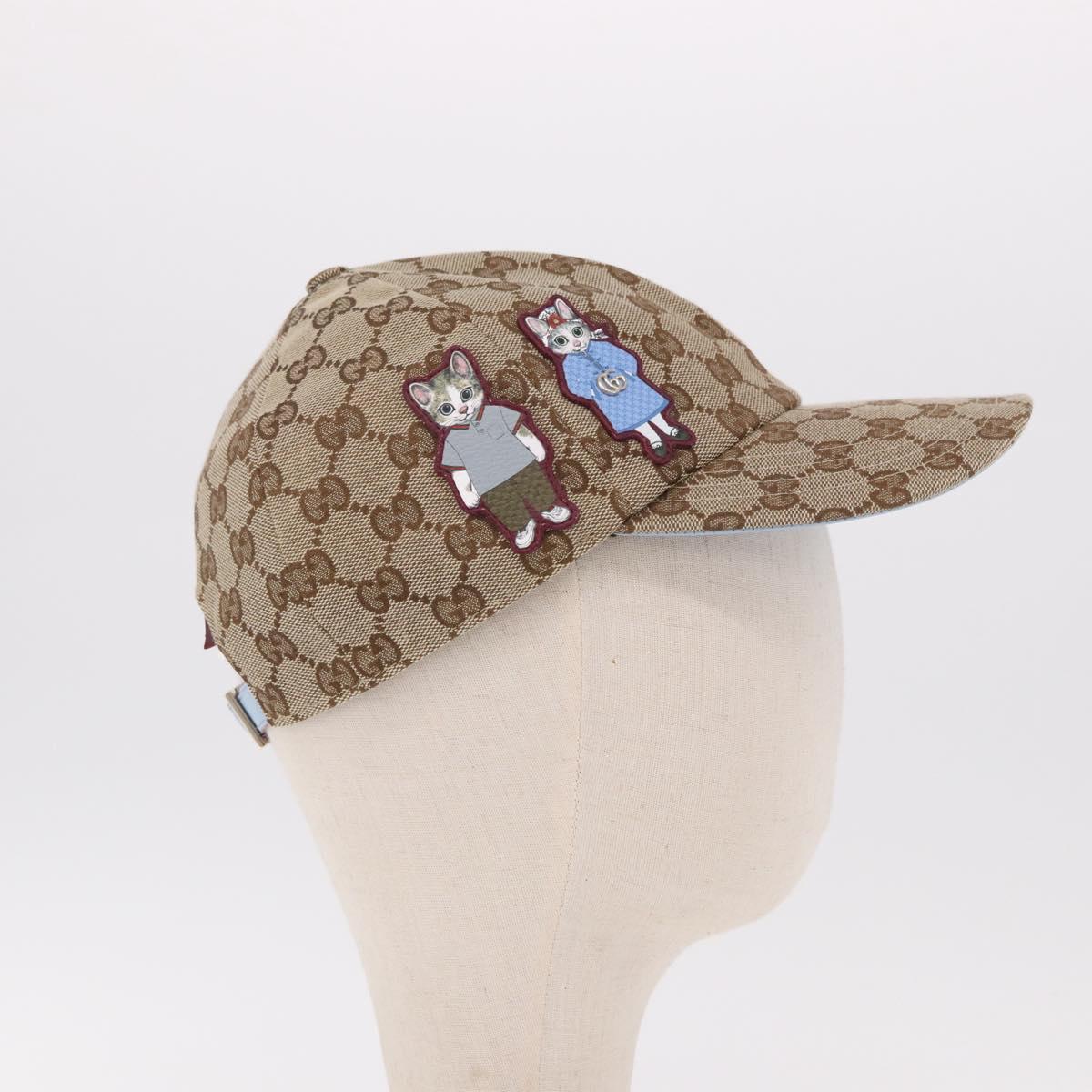 GUCCI GG Canvas Yuko Higuchi Baseball Cap Beige Light Blue Auth SW2658SM