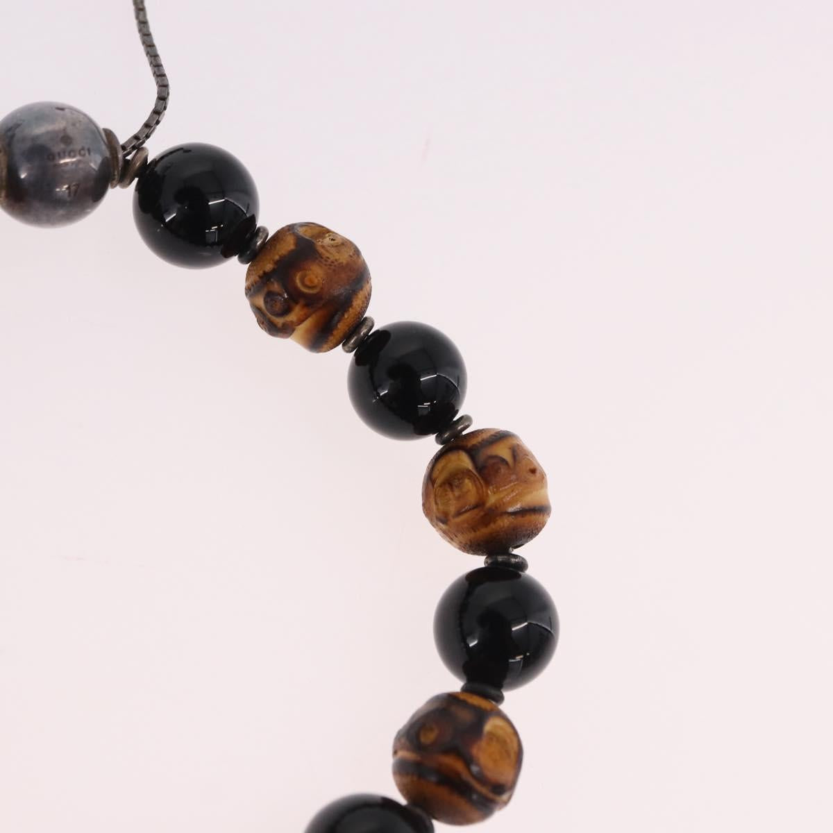 GUCCI Beads Bracelet Metal Multicolor Silver Auth SW2659M