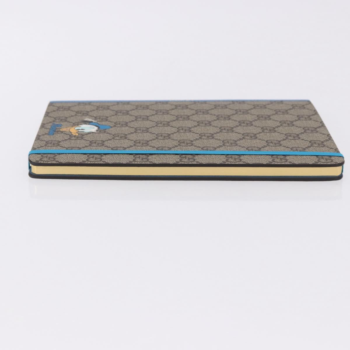 GUCCI GG Supreme Disney Donald Duck Note Book Leather Beige Blue Auth SW2661M