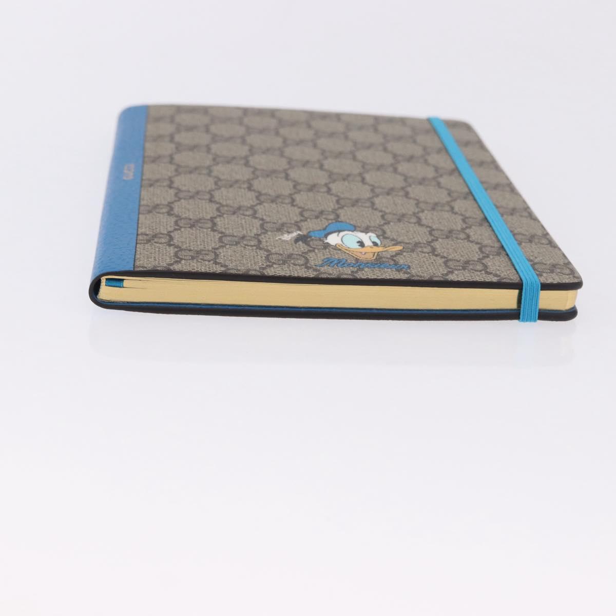 GUCCI GG Supreme Disney Donald Duck Note Book Leather Beige Blue Auth SW2661M