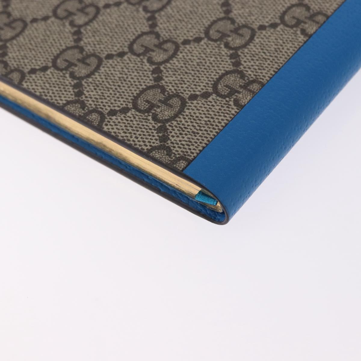 GUCCI GG Supreme Disney Donald Duck Note Book Leather Beige Blue Auth SW2662M