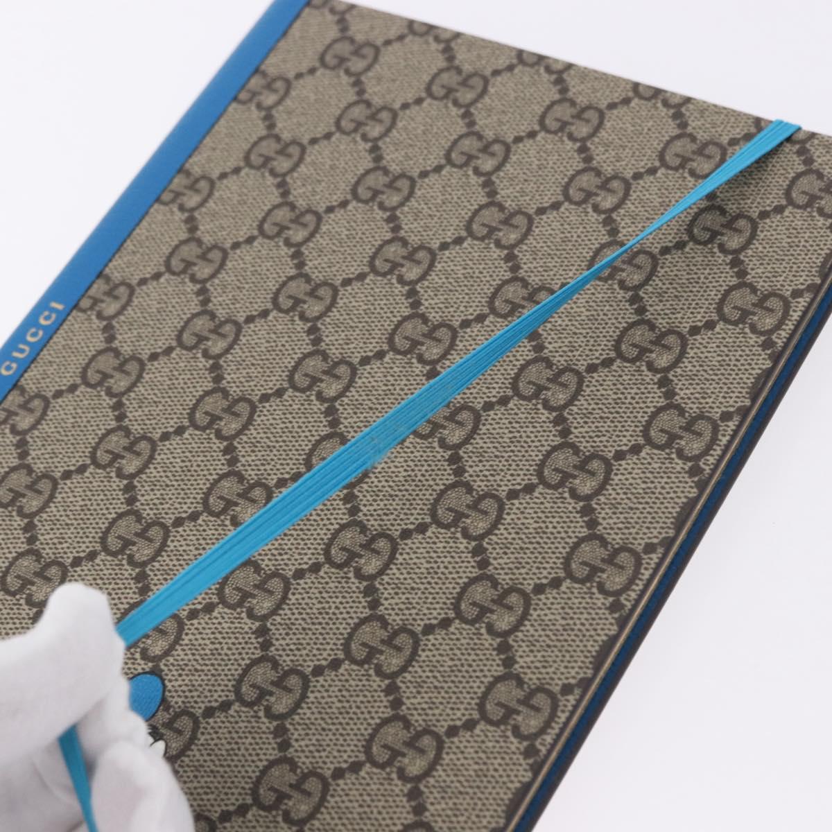 GUCCI GG Supreme Disney Donald Duck Note Book Leather Beige Blue Auth SW2662M