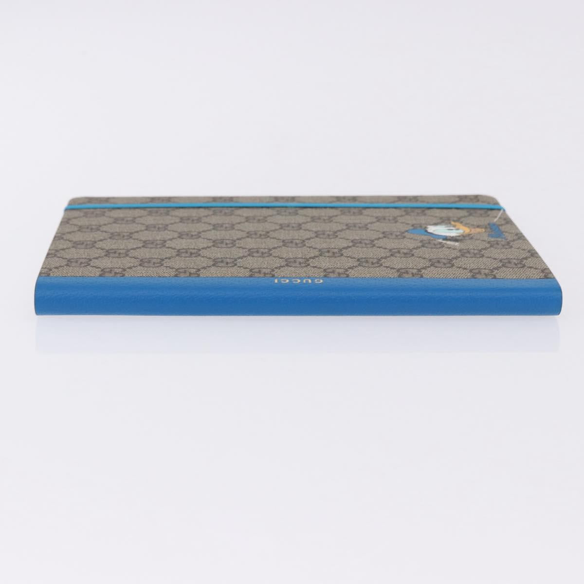 GUCCI GG Supreme Disney Donald Duck Note Book Leather Beige Blue Auth SW2662M