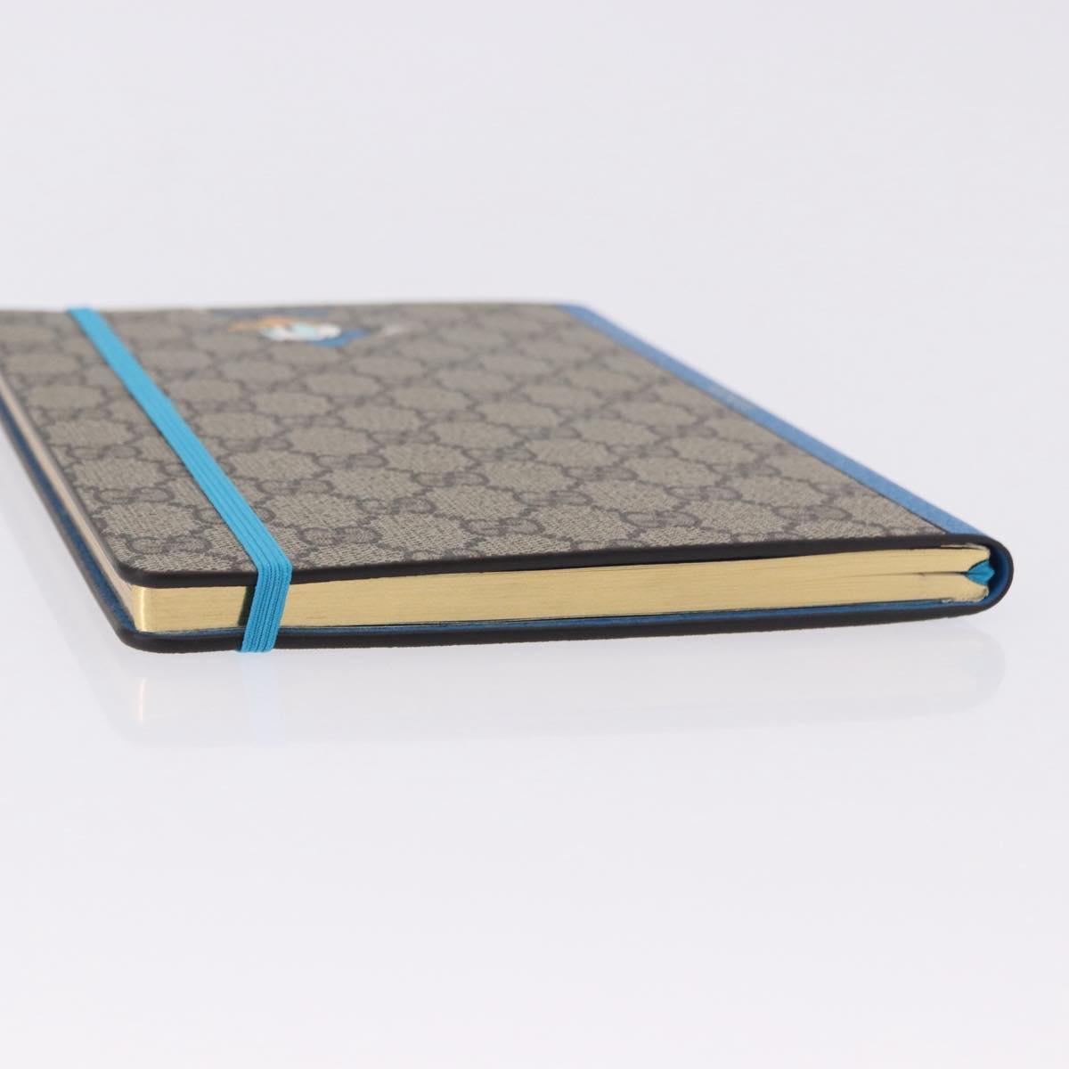 GUCCI GG Supreme Disney Donald Duck Note Book Leather Beige Blue Auth SW2662M
