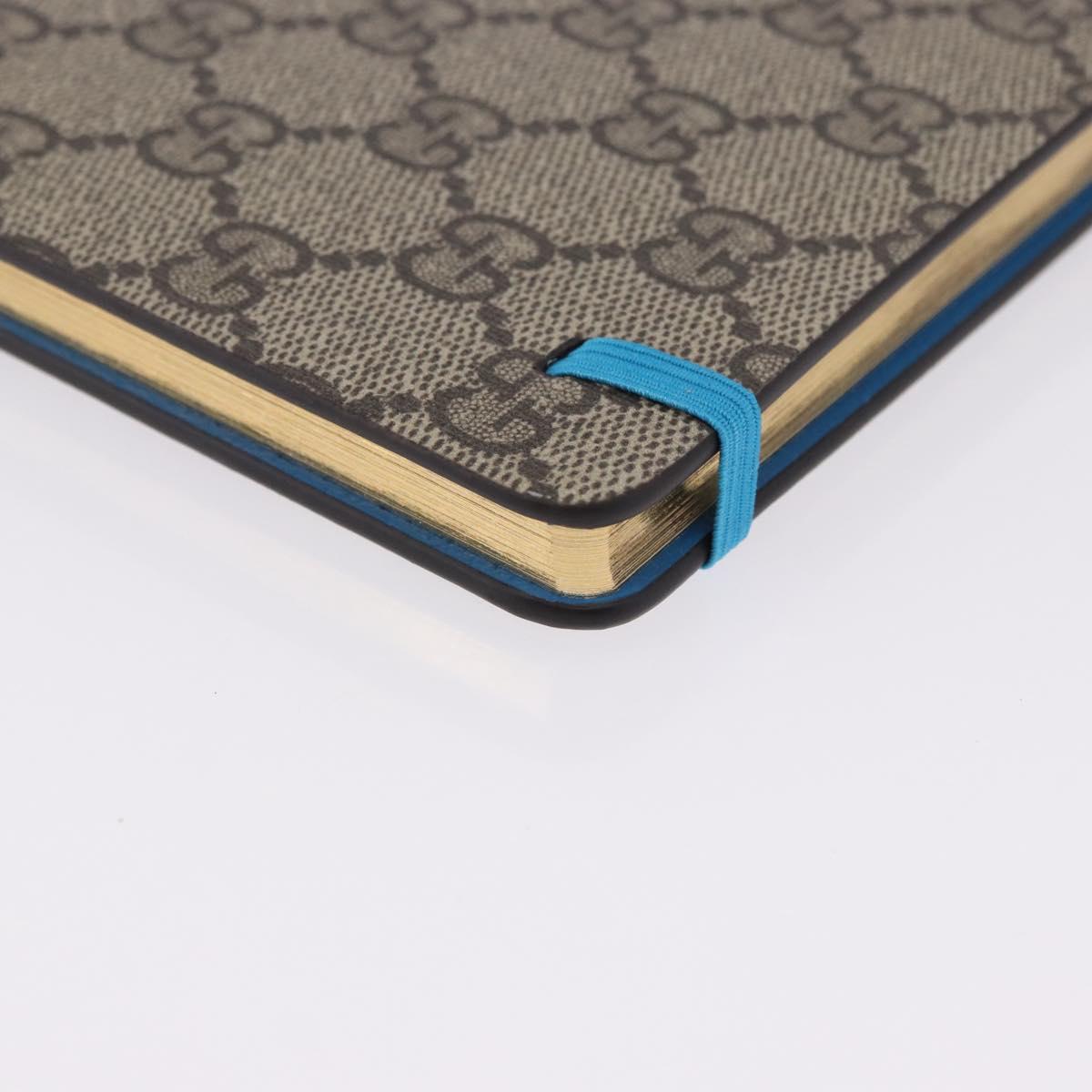 GUCCI GG Supreme Disney Donald Duck Note Book Leather Beige Blue Auth SW2663M