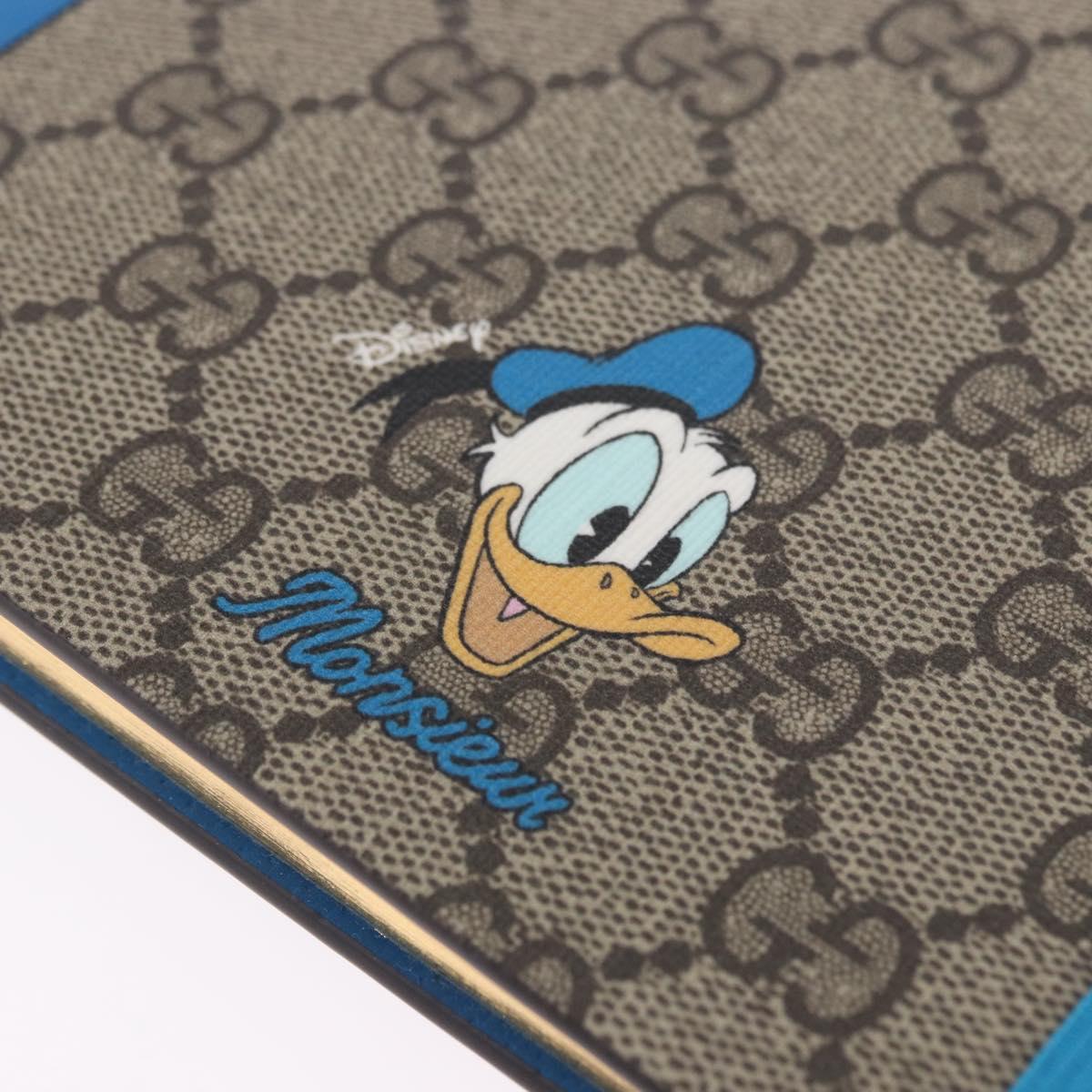 GUCCI GG Supreme Disney Donald Duck Note Book Leather Beige Blue Auth SW2663M