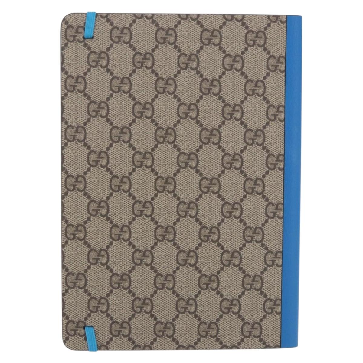 GUCCI GG Supreme Disney Donald Duck Note Book Leather Beige Blue Auth SW2663M
