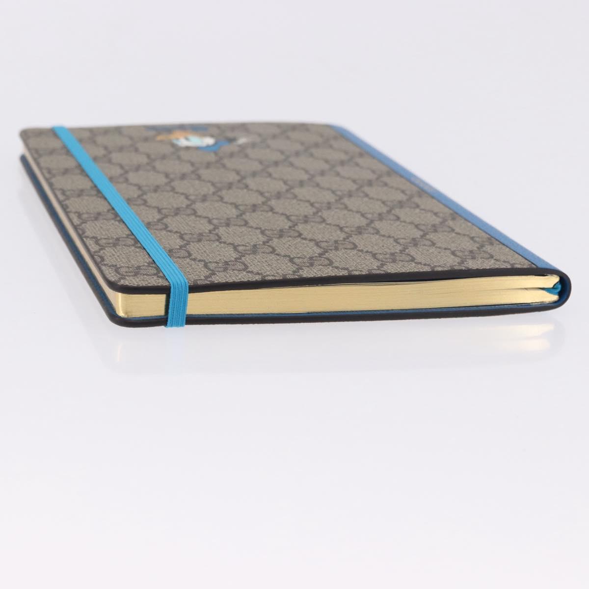 GUCCI GG Supreme Disney Donald Duck Note Book Leather Beige Blue Auth SW2663M