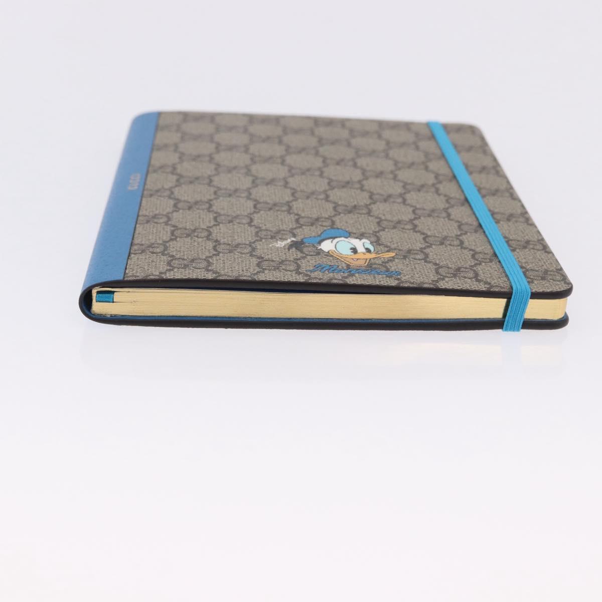 GUCCI GG Supreme Disney Donald Duck Note Book Leather Beige Blue Auth SW2663M