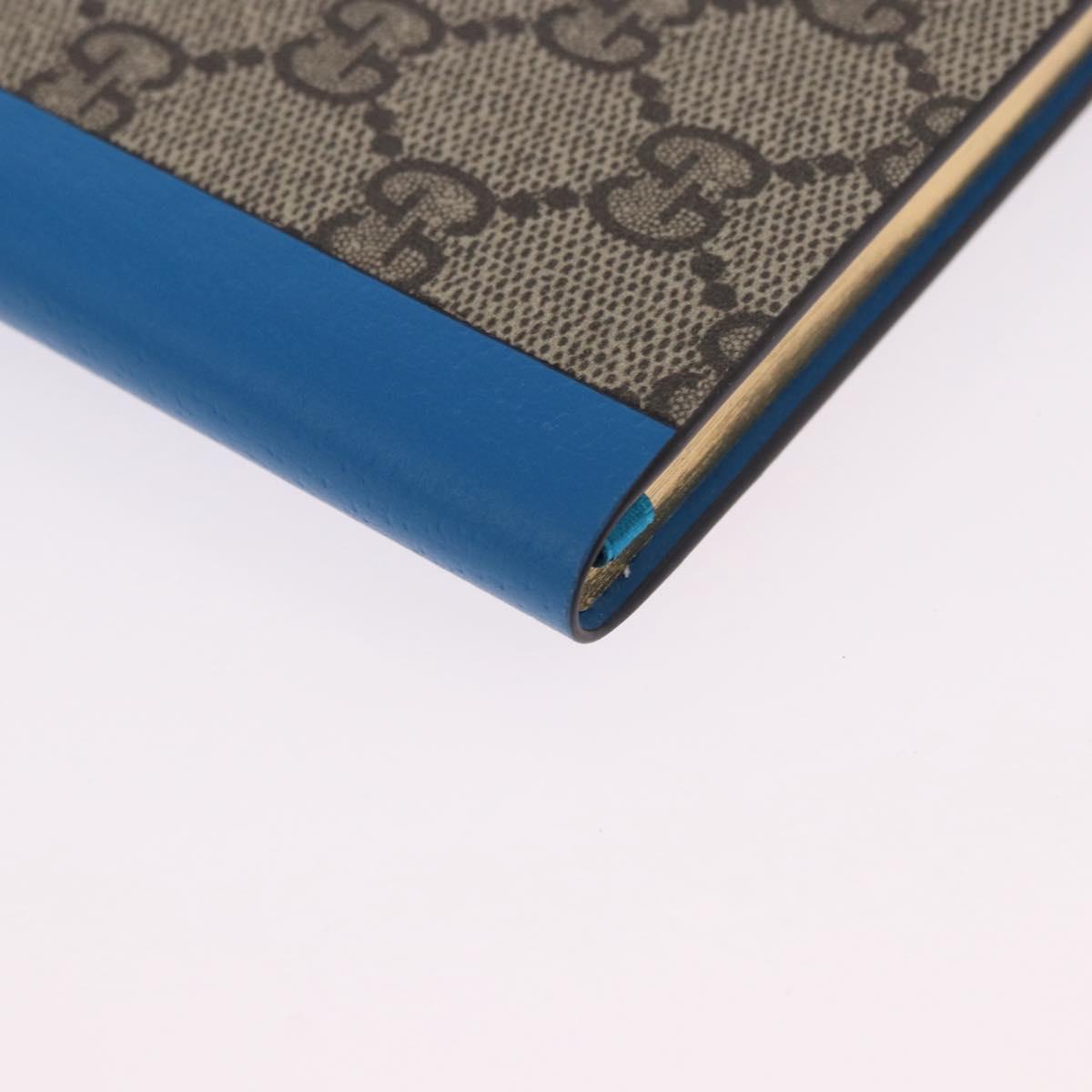 GUCCI GG Supreme Disney Donald Duck Note Book Leather Beige Blue Auth SW2663M