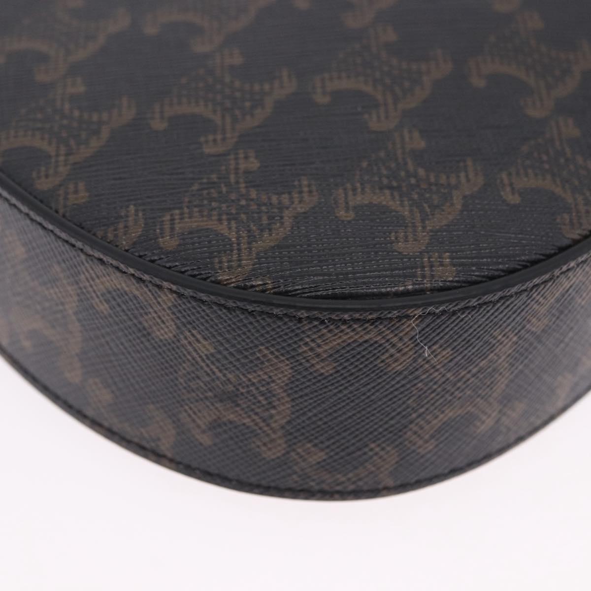 CELINE Triomphe Medium Tilley Bag Shoulder Bag PVC Black Auth SW2664SAM