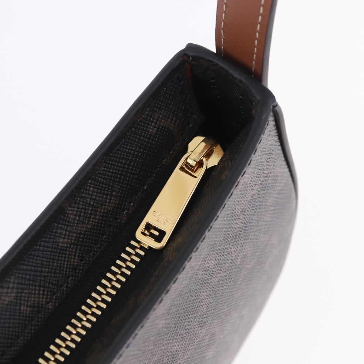 CELINE Triomphe Medium Tilley Bag Shoulder Bag PVC Black Auth SW2664SAM