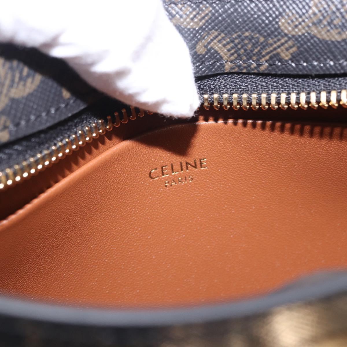 CELINE Triomphe Medium Tilley Bag Shoulder Bag PVC Black Auth SW2664SAM